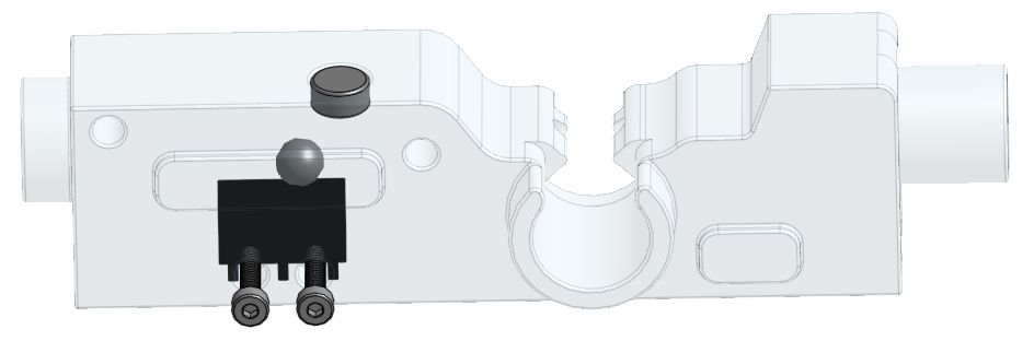 Pre-gate sensor assembly diagram showing magnet, ball and switch positions