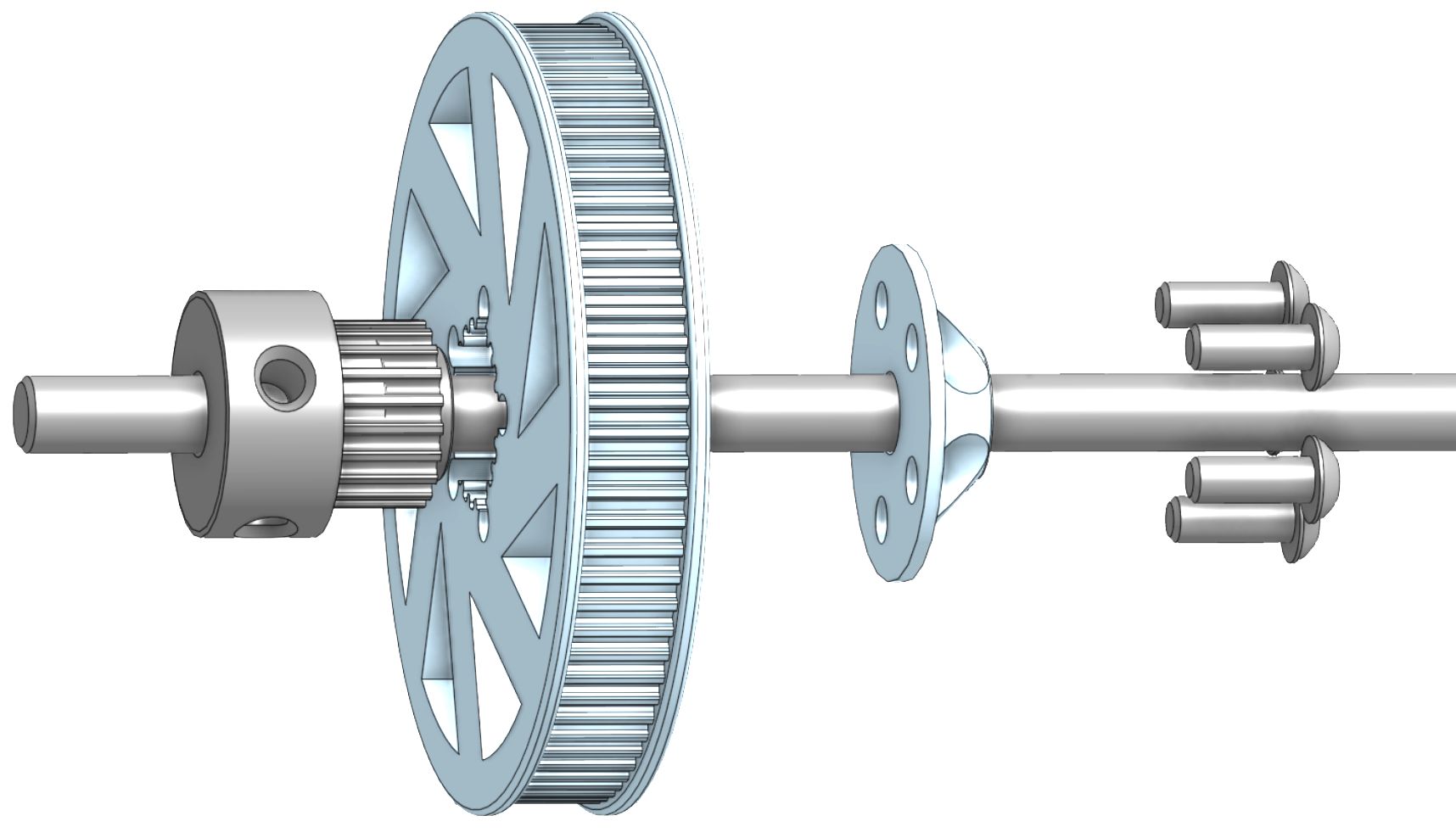 T80 gear assembly with 20T pulley and printed flower attachment