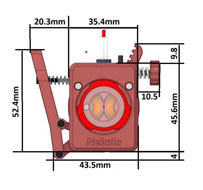 Frontale NebulaTor Masszeichnung aus dem Projektmanual.